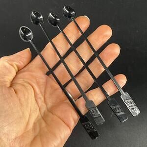 Vintage BI Black Plastic Stir Spoons Coffee McSpoon Lot of 3 Spit-it USA